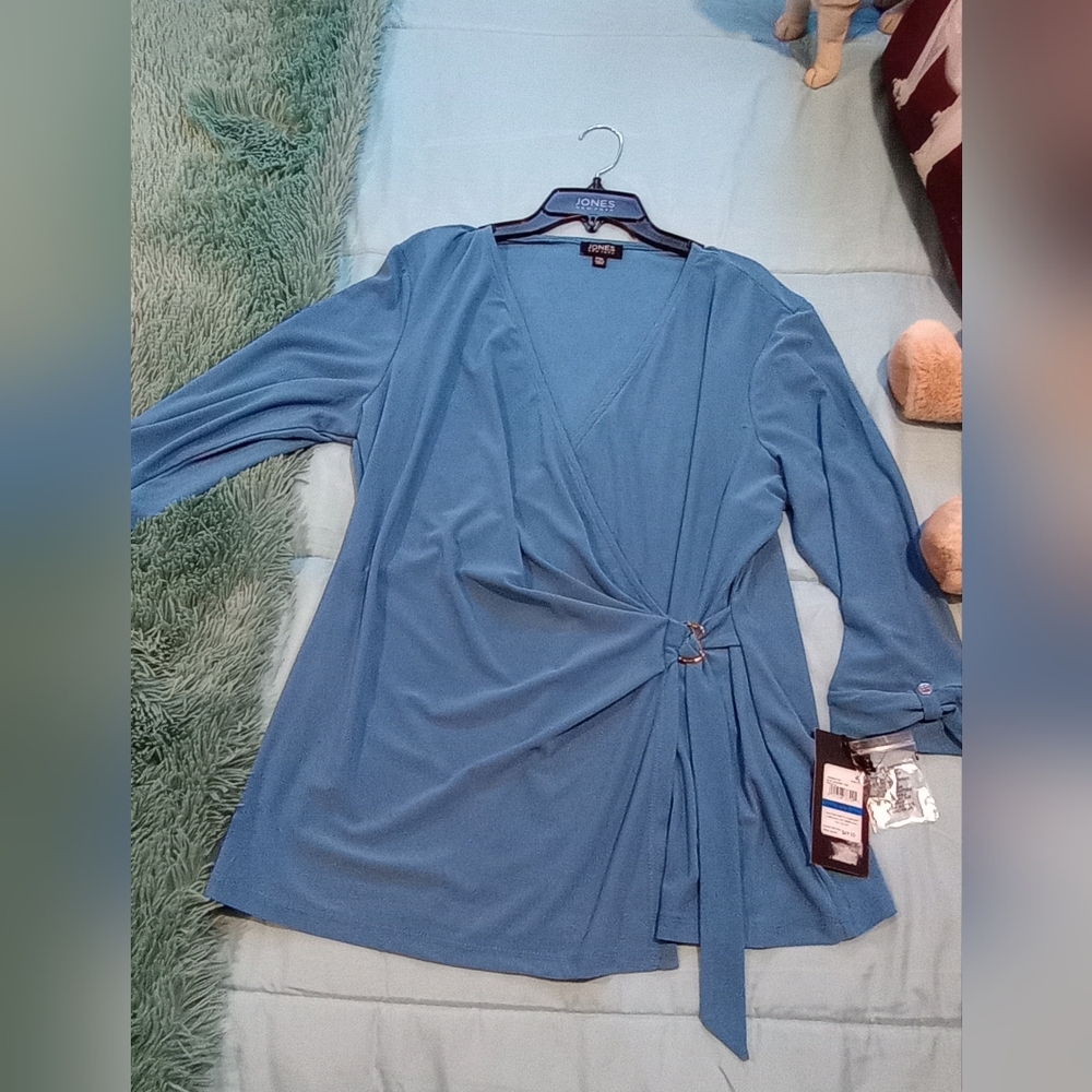 NWT Jones New York Blue Long Sleeve Top
